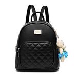 Women Leather Backpack Purse Satchel School Bags Casual Travel Daypacks for Girls Mini Backpack (Black)