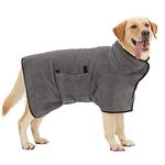 HezzLuv Super Absorbent Pet Bathrobe, Microfiber Dog Drying Coat Dog Robe Towel, For Small Medium & Large Dogs, Drying Dogs, Portable Dog Shower For Dogs And Cats (Grey XS)