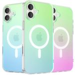 ORNARTO Magnetic Case for iPhone 16 Plus Compatible with MagSafe,Holographic Iridescent Cover,Shockproof Protective Rainbow Phone Case Magnetic for iPhone 16 Plus 6.7"-Green