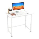 Flrrtenv 23.6 Inch Computer Desk, Writing Desk with Sturdy Metal Frame and X-Shaped Design, Gaming Table for Home Office, White