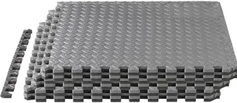 Yes4All Interlocking EVA Foam Gym Floor Mats (48 Sq Ft) - Black & Gray (12 Tiles)