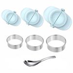 7 Pcs Dumpling Maker mold set-3 Sizes(4", 3", 2.6") with Dough Cutters and filling spoon-Perfect for Empanadas, Meatpies, Pierogis, Pastelitos, Calzones, Turnovers, Dumplings, Beef Patties. (Blue)