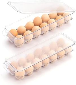 cutesun 2 Packs Egg Holder for fridge with Lid, Egg Container For Refrigerator Plastic Organizer Bins,Clear 28 Eggs Trays for Home/Kitchen Storage (28 Eggs, 2 Packs)
