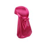 TOPTIE Silky Durag Long Tail Wide Straps Headwraps Do Rag for 360 Waves- Hot Pink