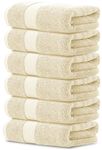 White Classic Luxury Hand Towels - Soft Circlet Egyptian Cotton | Highly Absorbent Hotel spa Bathroom Towel Collection | 16x30 Inch | Set of 6 | Beige