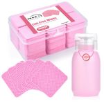 NXJ INFILILA 1080PCS Lint Free Nail Wipes Kit - Pink Gel Nail Polish Remover Set With 1PCS Acetone Pump Dispenser Bottle 200ml(6.8oz) for Professional Soak Off Gel Nail Polish Nail Remover