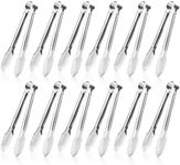 12 Pack Small Serving Tongs,XEVOM Stainless Steel Sugar Tongs Mini Appetizers Tongs Mental Kitchen Tongs for Serving Food (5inch)