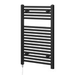 Newark Matt Black Electric Heated Towel Rail Wall Mounted Slim Ladder Design Bathroom Radiator - 770mm x 500mm