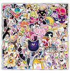 FOCRI 100pcs Sailor Moon Pretty Guardian Stickers, Japanese Anime Cartoon Waterproof Cute Decals for Laptop Water Bottle Phone Car, present for Kids Teens Adults(Sailor Moon)