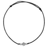 DARSHRAJ 925 Sterling Silver Handmade Thread Anklet Fully Adjustable For Girls & Women (flower 2 ball)