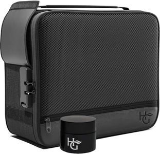 Herb Guard Large Smell Proof Bag & Case with Combination Lock (Holds Up to 3 Ounces) - includes YKK Zippers, 50ml Smell Proof Container and Jar, Built in Tray & Travel Bags (Black)