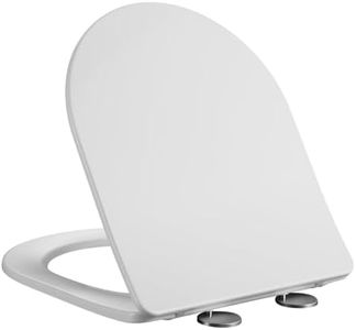 Mass Dynamic D-Shape Toilet Seat, Soft Close Loo Seat with Easy Top Fix, One Button Quick Release for Cleaning, Durable Urea Formaldehyde Material, White