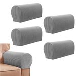 4 Pcs Sofa Armrest Covers,Chair Arm Protectors Stretch Armchair Slipcover Elastic Couch Hand Rest Cover Removable Anti-Slip Washable Armchair Protector Decorate and Protect Sofa (Silver gray)