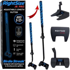 RightSize Junior Pro Series Golf Putter by Birdie Streak, Adjustable Length for Ages 5-12 (Premium Putter)