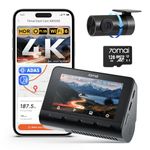 70mai 4K Dash Cam Front and Rear, Dual HDR Dash Camera for Cars with WiFi & GPS, 3" IPS Screen, Night Vision, ADAS, 24H Parking Mode, Loop Recording, Car Camera with App Control