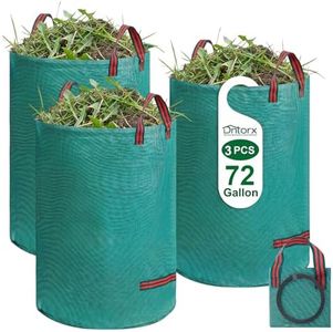 Dntorx 72 Gallons Reusable Yard Waste Bags, 3 Packs Lawn and Leaf Bags With Reinforced Handles, Collapsible Garden bag For Leaves,Grass,Storm Debris,Construction Waste, Standable&Foldable