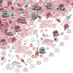 18th Birthday Decorative Confetti Probuk 20g Pink and Silver Birthday Decorative Confetti, Shiny Multi-Coloured Scatter Confetti for Table Decorations, Gift Bags, Invitations, Cake Stands