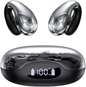 Upgraded Clip-on Ear Earbuds, Bluetooth 6.1 Wireless Open Ear Headphones, Comfortable Fit with Crystal Clear Sound, 50-Hour Battery Life, Open-Ear Wireless Headphones for Gym & Outdoor Sports, Black
