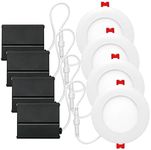 Globe Electric 91119 4" Ultra Slim LED Integrated Recessed Lighting Kit 4-Pack, 9 Watts, Energy Star, IC Rated, Dimmable, Wet Rated, White, 4.25" Hole Size, LED Recessed Lighting, Bathroom Lights