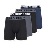 PUMA Men's 4 Pack Active Stretch Boxer Briefs, Blue/Black/Gray, Small