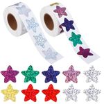 RosewineC 1000Pcs Sparkly Foil Star Stickers,1 inch Self Adhesive Star Stickers Roll,Holographic Star Reward Stickers,Incentive Stickers Sparkly Star Stickers for Kids Teachers School Office(9 Colors)