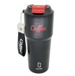 House of Quirk 620ML Stainless Steel Coffeemate Insulated Tumbler, Double Vacuum Insulated Travel Coffee Mug 100% Leak Proof with Lid Hot and Cold (Black)