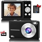 Digital Camera, FHD 1080P Digital Camera for Kids with 32GB Card, 16X Zoom, Flashlight, 44MP Compact Point and Shoot Cameras Portable Small Digital Camera for Teens, Students, Boys Girls