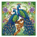 51buyoutgo Peacock 11ct Cross Stitch Kits, 11 CT Easy Funny Pre Printed Counted Stamped Cross Stitch Embroidery Needlepoint Needlework Patterns Kits for Beginners Adults Animal Crossstitch 46x46 cm