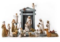 Willow Tree Nativity Premier Plus Shepherds, Animals and Angels, 24-Piece Sculpted Figure Set