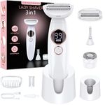 Lady Shavers for Women,3-in-1 Facial Hair Remover for Women,Bikini Trimmer Women with LED Battery Display,Wet & Dry Electric Razor for Women,120min Use,for Underarm Legs,USB Charging Station,IPX7