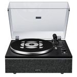 ONE-S Vinyl Record Player with Bluetooth Input/Output, All-in-One Vintage Turntable Built in Speakers, Phono Preamp & DSP, AT-3600L Cartridge, 33/45 RPM (Black)