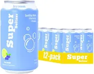Super Seltzer Sparkling Water with Electrolytes and Vitamins, Berry Lemonade Naturally Flavored, 12 Fl Oz, Pack of 12 cans