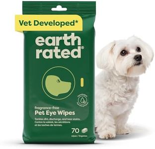 Earth Rated Pet Eye Wipes, Hypoallergenic Eye Wipes for Dogs & Cats to Prevent Tear Stains & Eye Discharge, Fragrance Free, 70 Count