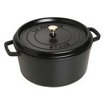 STAUB Cast Iron Roaster/Cocotte, Round, Black, 8.35 L, 30 cm