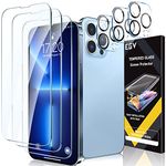 [3+3] EGV 3 Pack Screen Protector for iPhone 13 Pro Max with 3 Pack Camera Lens Protector, Tempered Glass HD Screen, Scratch Resistant, Sensitive Touch, Easy Installation Tray, Case Friendly