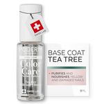PODERM Nail Care Polish with Tea Tree - Base Coat | Swiss Lab - 8ML | Enriched with Tea Tree, Silicon & Biotin | Purifies, Clarifies & Nourishes Yellow Nails | Created by a Podiatrist