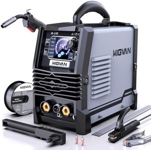 140A MIG Welder, MIGVAN 110V Flux Core MIG/Stick/Lift TIG 3 in 1 Welding Machine with Large LED Digital Display, IGBT Inverter Portable Gasless Welder with Welding Gun and Flux Core Wire