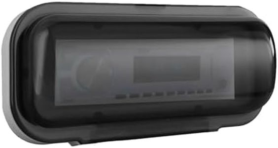 Pyle Water Resistant Marine Stereo Cover - Smoke Colored Heavy Duty Boat Radio Protector Shield with Flip-up Door & Spring Loaded Release - Mounting Gasket Included - Pyle PLMRCW1,White