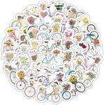 50Pcs Bicycle Sticker Flowers Colorful Bike Decal Waterproof Vinyl Decals for Water Bottles Bicycle Laptop Refrigerator Luggage Computer Mobile Phone Skateboard Bike Decor