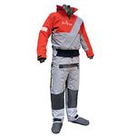 Waterproof Kayak Drysuit with Stowable Hood Breathable Dry Suit for Men in Cold Water, Red, 3X-Large