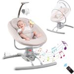 YUMBOT Electric Baby Bouncer Chair,Baby Swing Chair with Remote Control,3 Point Harness,3 Swing Modes,8 Preset Lullabies,Soft Padded Newborn Toddler Bouncer