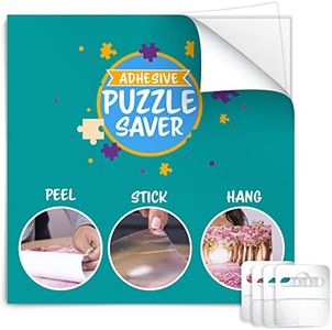 Peel and Stick Puzzle Glue for 2 1000 Peice Puzzles - 14 Puzzle Glue Sheets with 6 Self Adhesive Hangers | Puzzle Saver Peel and Stick | Puzzle Frame Kit | Puzzle Keeper