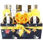 Spa Luxetique Spa Gift Set,Bath Sets Gift for Women Men 12pcs Tahiti Island Relaxing Bath hamper Gifts Sets with Essential Oil,Body Butter,Bubble Bath Birthday Pamper Gifts Christmas Gifts