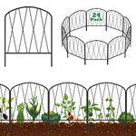 Decorative Garden Fence 24 Pack, 17in(H) x 26.4ft(L) No Dig Anti-Rust Metal Dog Fences for The Yard, Garden Fence Border for Landscape Yard Patio Outdoor Decoration, Dog Rabbit Stakes Defense,Arched