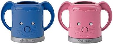 InchBug MyDrinky Pouch Holder No Squeeze, Reusable Drink Holder for Kids and Toddlers | BPA-Free & Squeeze-Proof Cup Holder for Juice Boxes Food Pouches| Dishwasher Safe 2-Pack PINK SORBET/GALAXY BLUE