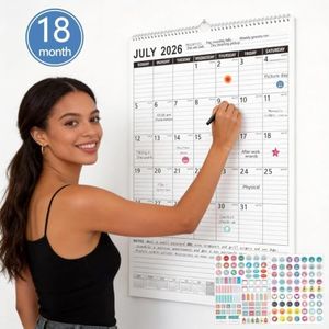 Ougesi Large Wall Calendar 2026-2027, 18 Month Vertical Wall Calendar July 2026 – Dec 2027, 15" x 22" with Thick Paper & Large Blocks for Home Office Minimalist