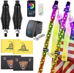 Ehaho 2 Pack 5FT Whip Lights with Spring Base,LED Whip Light with App & Remote Control, Spiral RGB Chasing Lighted Whips with Rocker Switch, Music Whip Light for UTV ATV Polaris RZR Can-Am SXS Truck