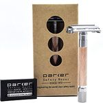 Parker's 74R Butterfly Twist-to-Open Double Edge Safety Razor with 5 Parker Platinum Blades, New for Spring 2021 (Rose Gold)