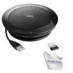 Jabra Speak 510+ UC Bluetooth Speakerphone - Speaker for PC, MAC, Tablet, Mobile, UC Version 7510-409 - with Blue Tooth dongle and Microfiber Cloth