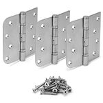 KS Hardware Stainless Steel Ball Bearing Non-Removable Pin (NRP) Door Hinges | Heavy Duty Interior & Exterior Door Hardware for Left & Right Doors | 4" X 4" with 5/8" Radius Corners | 3 Pack